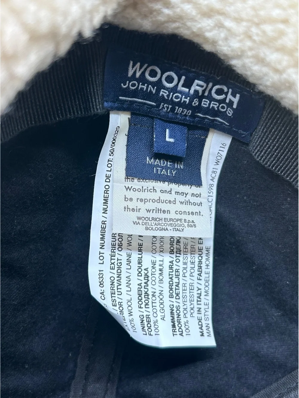 Woolrich Men Dark Gray Wool Blend Winter Cap Ear Flaps Fleece Lined Trapper Hat